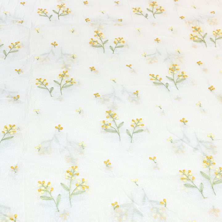 Dyeable Mul Chanderi Thread Embroidery Fabric – Soft Summer Designer Fabric-MF8212-7