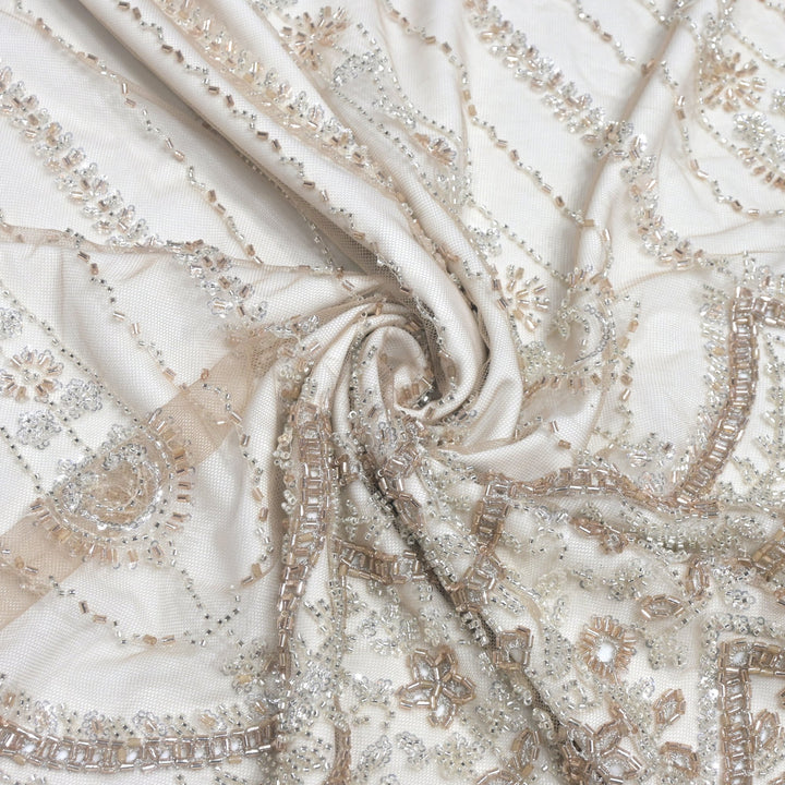 Imported Net Cutdana & Sequins Embroidery Fabric with Heavy Border