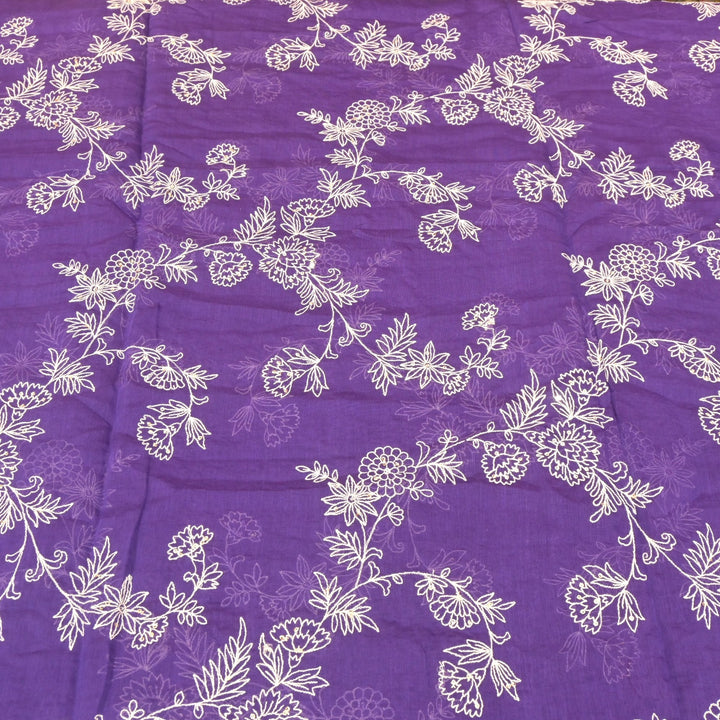 Cotton Chanderi Thread With Sequins Embroidery Fabric