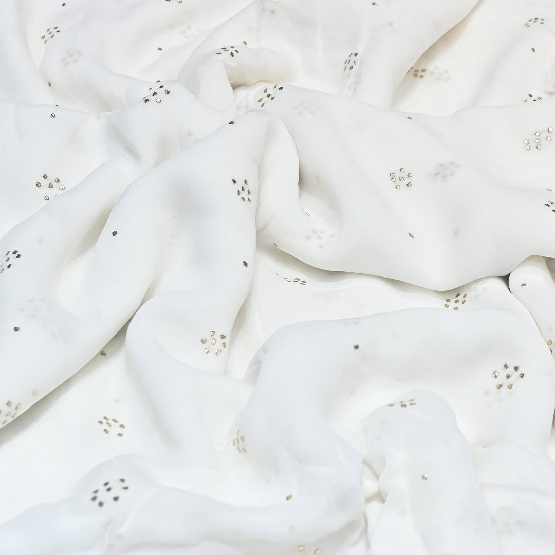 Dyeable Viscose Georgette Handwork Mukaish Fabric BT0003