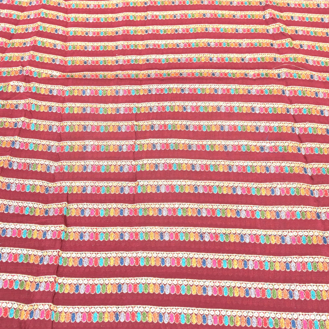 Chinon Zari Sequins Embroidery Fabric