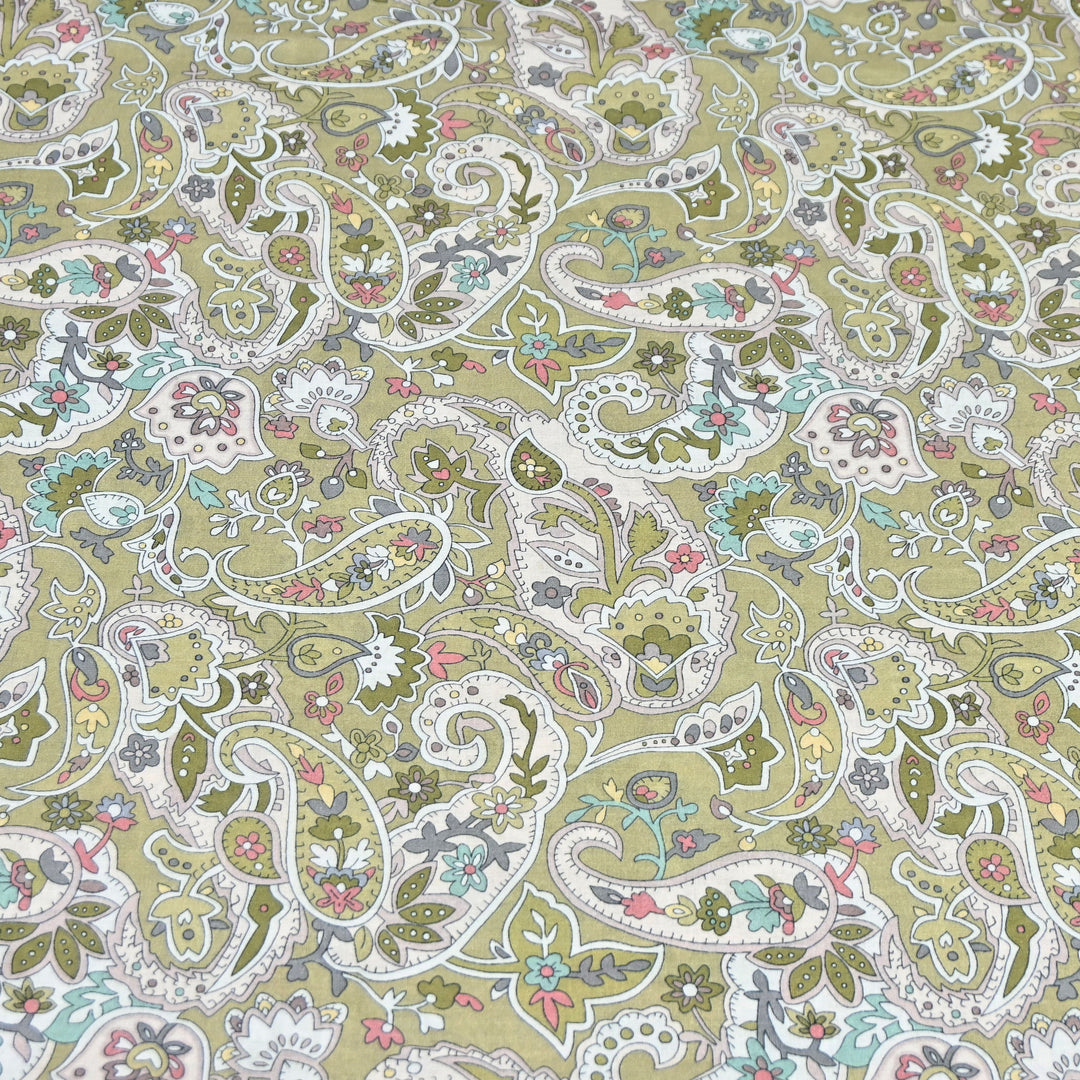 Olive Green Italian Lawn Print Fabric