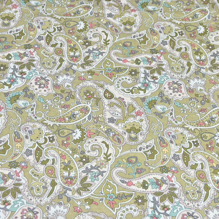 Olive Green Italian Lawn Print Fabric