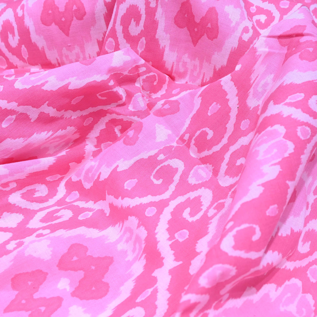 Bubble Gum Pink Cotton Printed Fabric