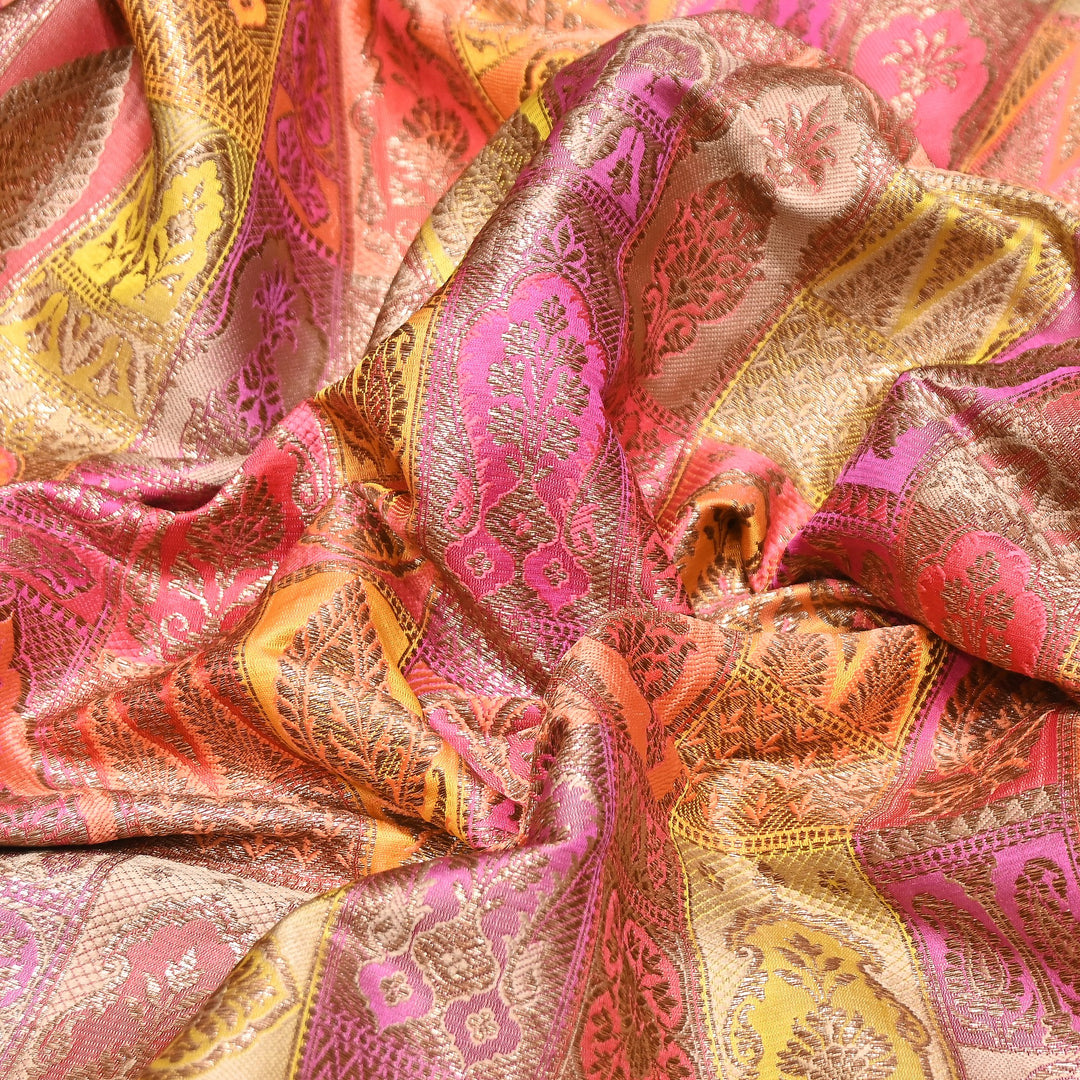 Multi Rangoli Brocade Fabric – Premium Zari Woven Designer Brocade Fabric 001006-A4