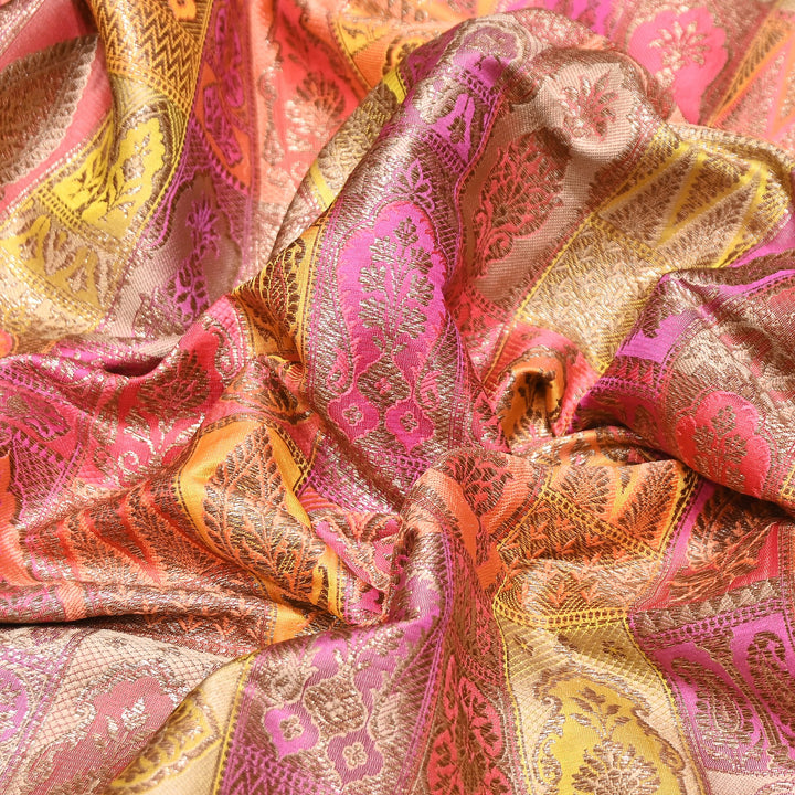 Multi Rangoli Brocade Fabric – Premium Zari Woven Designer Brocade Fabric 001006-A4