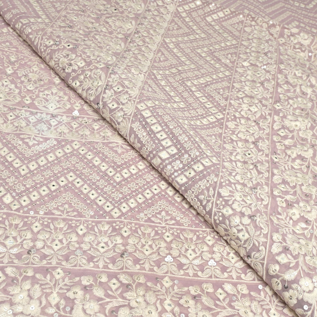 Viscose Georgette Mirror and Sequins Embroidery Fabrics