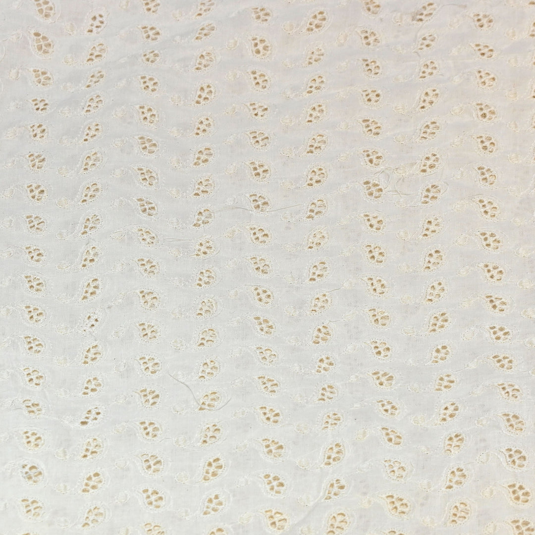 Kora Cotton Cutwork Chikankari Embroidery Fabric- AF0170-1