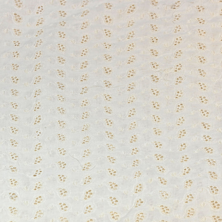 Kora Cotton Cutwork Chikankari Embroidery Fabric- AF0170-1