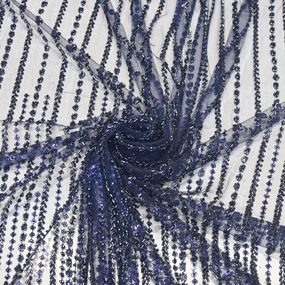 Premium Imported Beaded & Sequin Embroidery Net Fabric- 382747-04