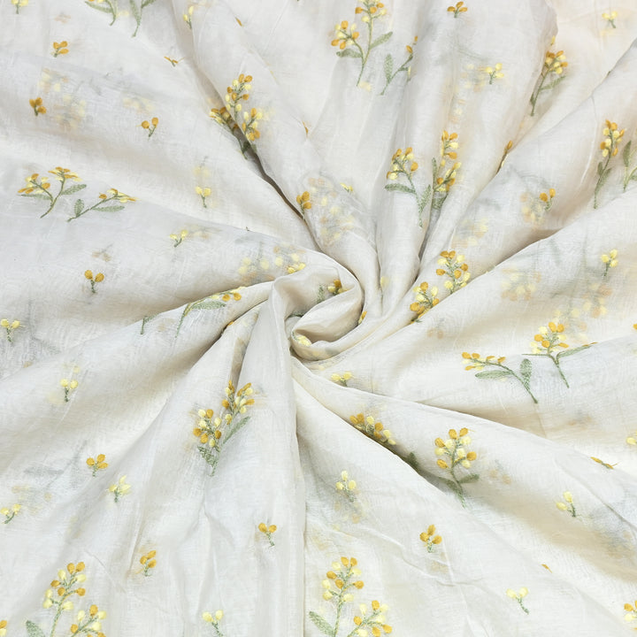 Dyeable Mul Chanderi Thread Embroidery Fabric – Soft Summer Designer Fabric-MF8212-7