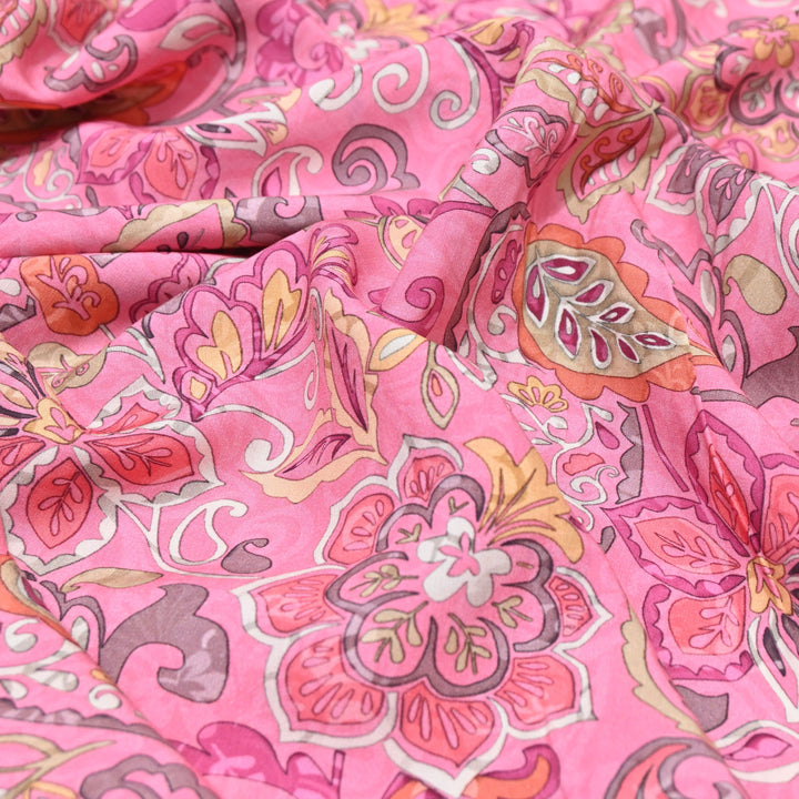 Pink Omura Cotton Floral Vine Print
