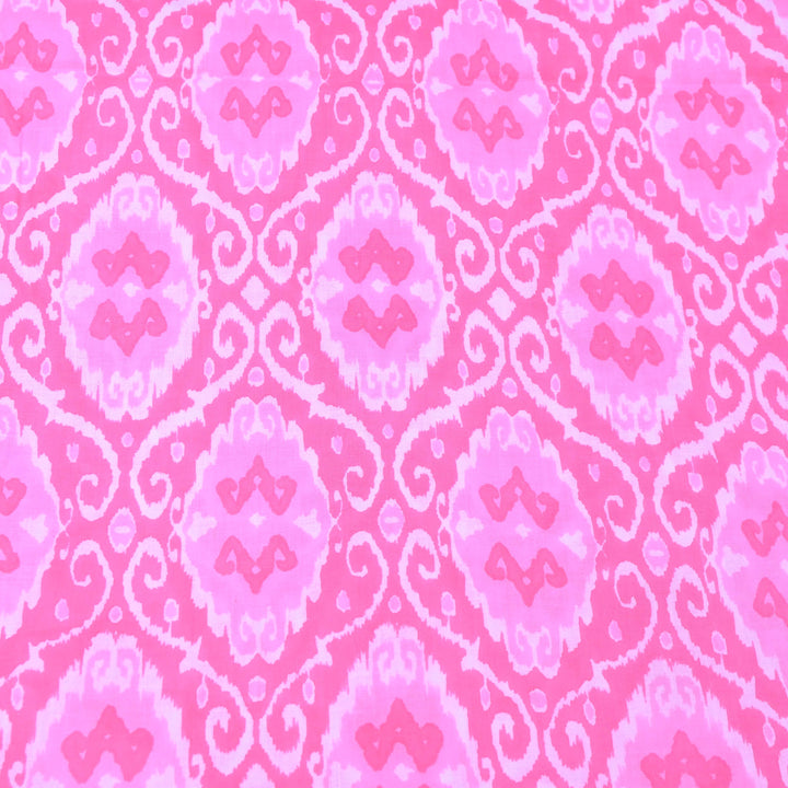 Bubble Gum Pink Cotton Printed Fabric
