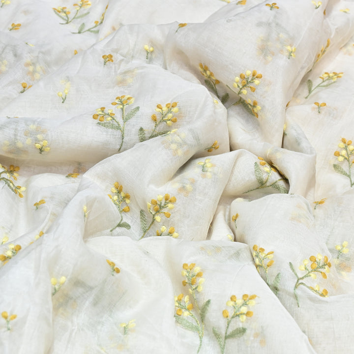 Dyeable Mul Chanderi Thread Embroidery Fabric – Soft Summer Designer Fabric-MF8212-7