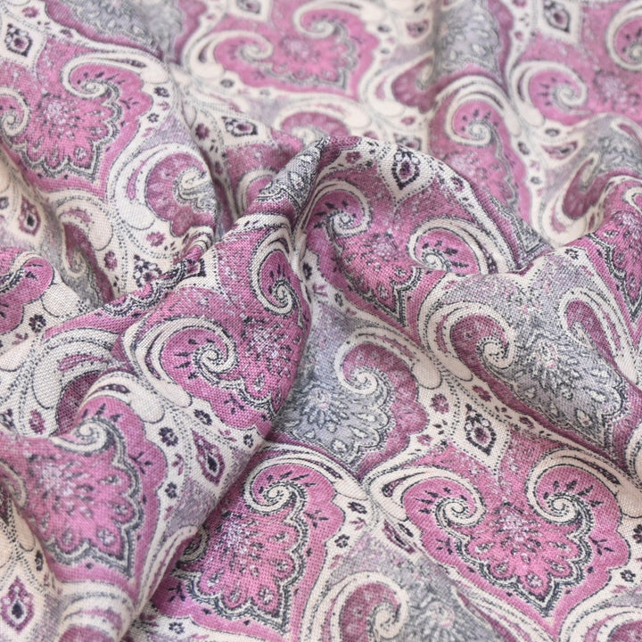 Multicolor Cotton Linen Digital Print Fabric- Soft Breathable Designer Fabric-RT0132-14
