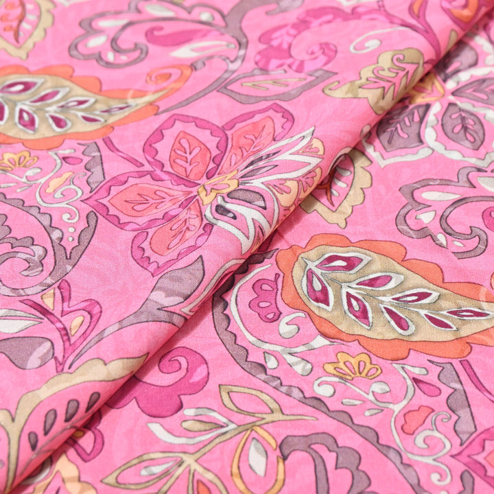 Pink Omura Cotton Floral Vine Print