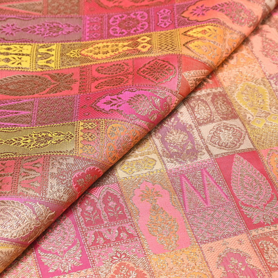 Multi Rangoli Brocade Fabric – Premium Zari Woven Designer Brocade Fabric 001006-A4