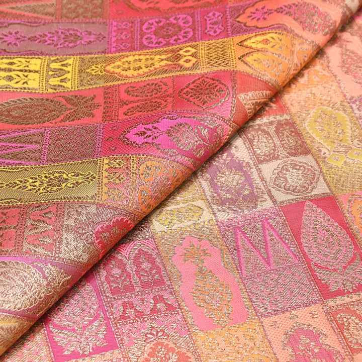 Multi Rangoli Brocade Fabric – Premium Zari Woven Designer Brocade Fabric 001006-A4