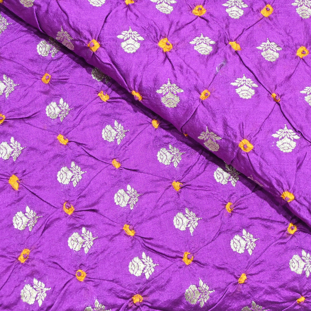 Pure Chiniya Silk Zari And Hand Bandhani Fabrics