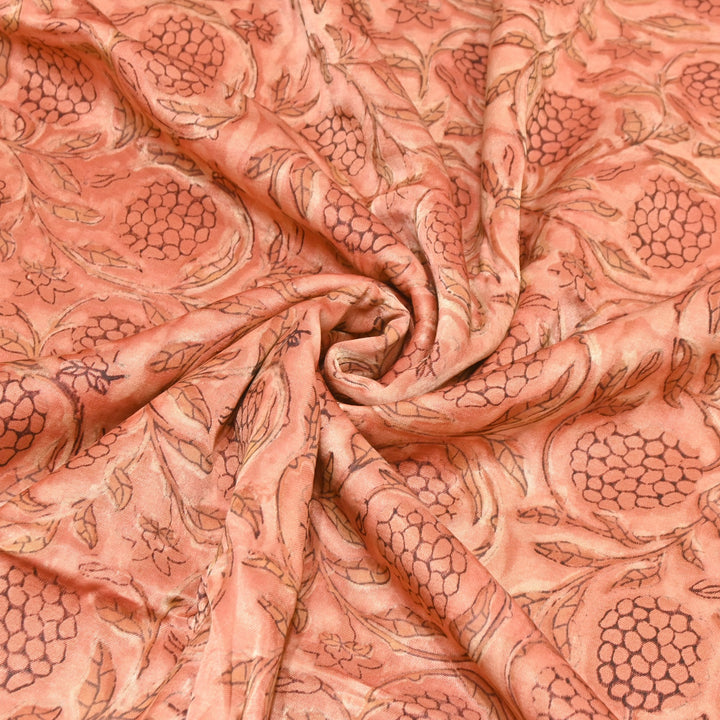 Mushrum Satin Vanaspati Print Fabric– Soft Luxury Designer Printed Fabric KK1217-1H
