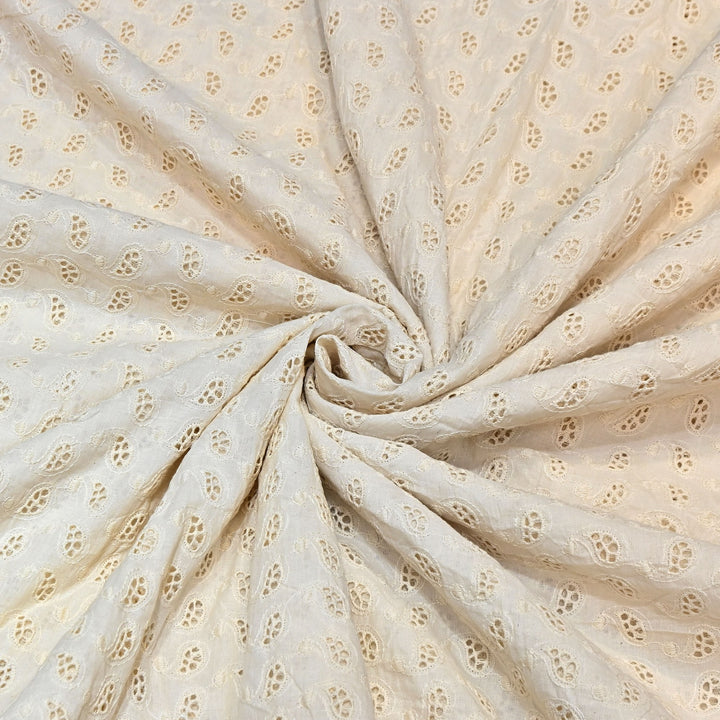 Kora Cotton Cutwork Chikankari Embroidery Fabric- AF0170-1