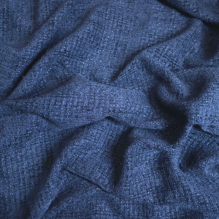 Deep Navy Blue Tweed Fabric | 39-5058