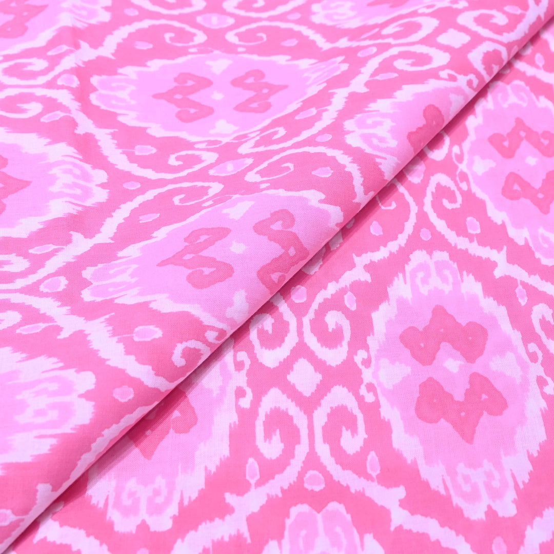 Bubble Gum Pink Cotton Printed Fabric