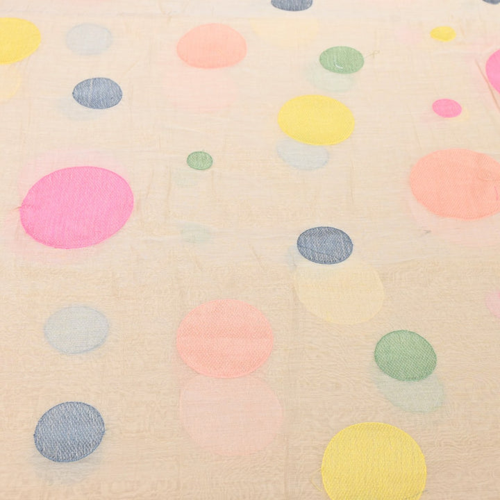 Beige Color Mul Chanderi Thread Embroidery Fabric – Soft Lightweight Designer Fabric-V2190C-1