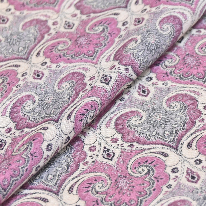 Multicolor Cotton Linen Digital Print Fabric- Soft Breathable Designer Fabric-RT0132-14