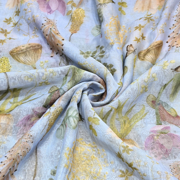 Mul Chanderi Digital Print Fabric - Soft Lightweight Designer Fabric GT0185-1a