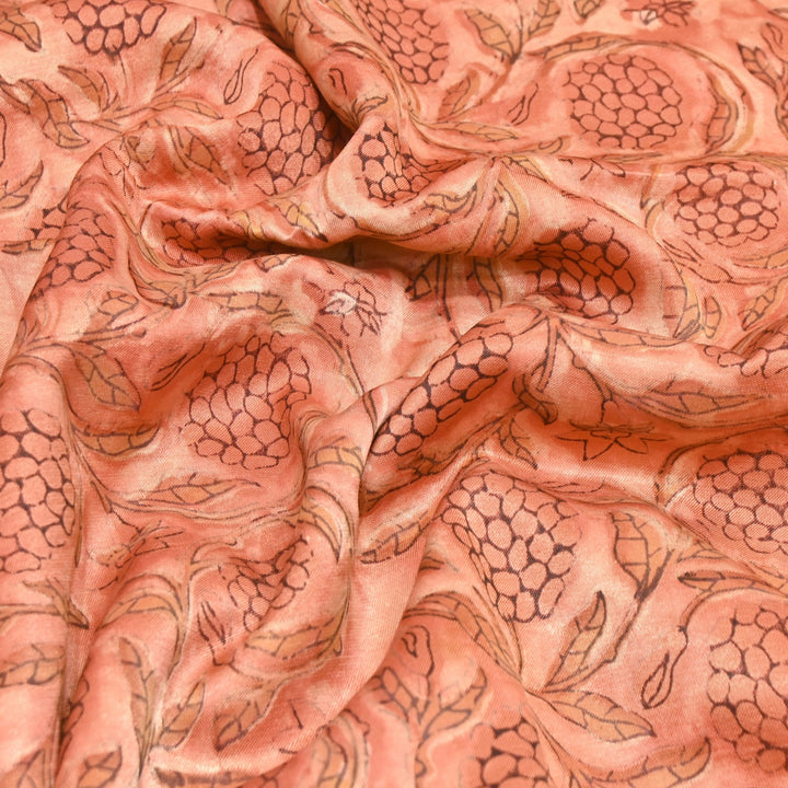 Mushrum Satin Vanaspati Print Fabric– Soft Luxury Designer Printed Fabric KK1217-1H