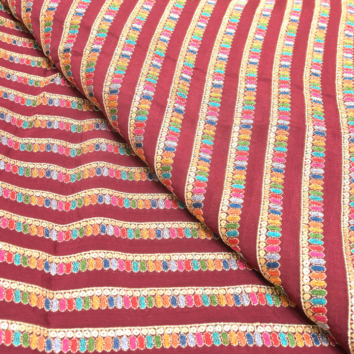 Chinon Zari Sequins Embroidery Fabric