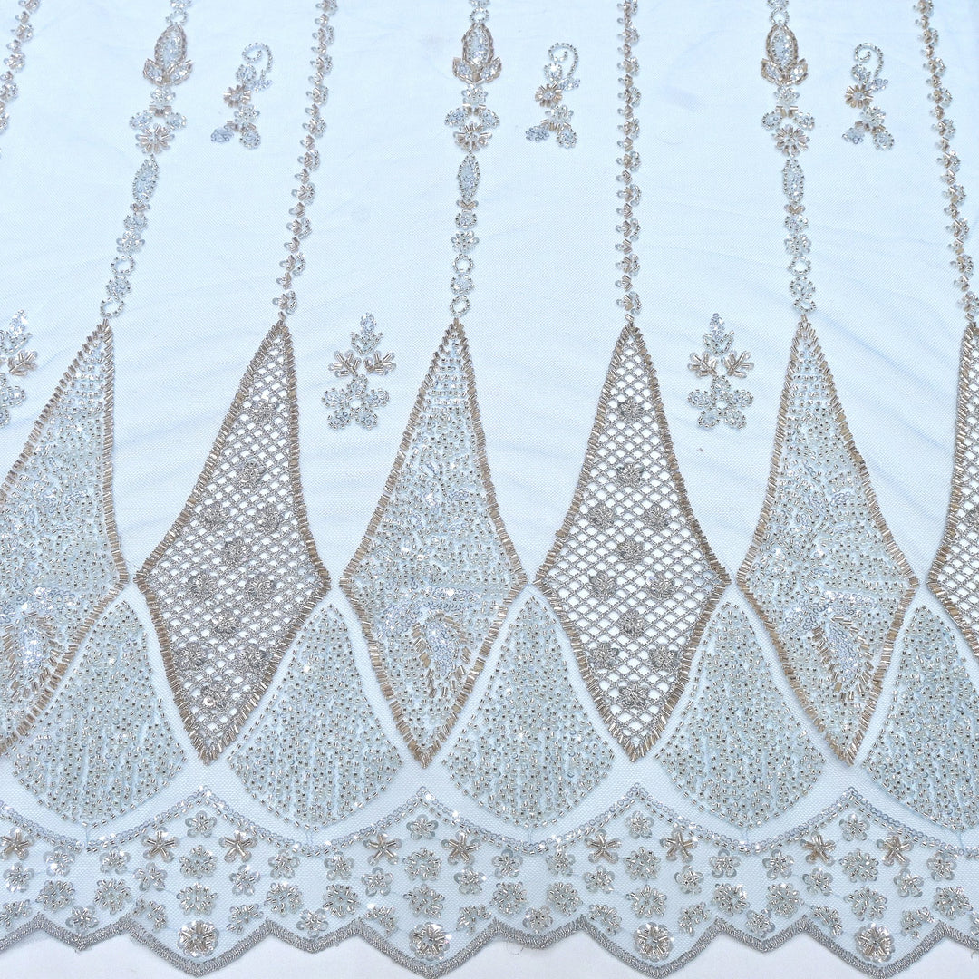 Imported Net Cutdana & Sequins Embroidery Fabric with Heavy Border