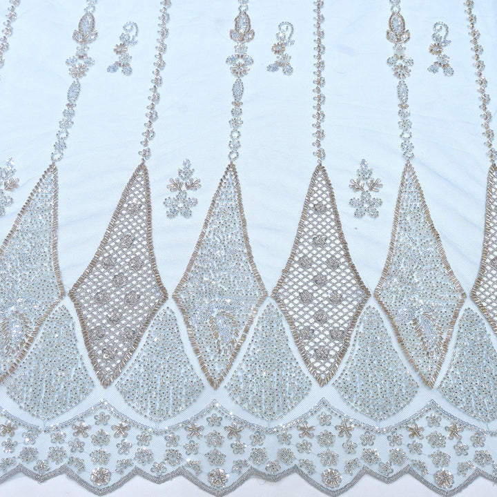 Imported Net Cutdana & Sequins Embroidery Fabric with Heavy Border