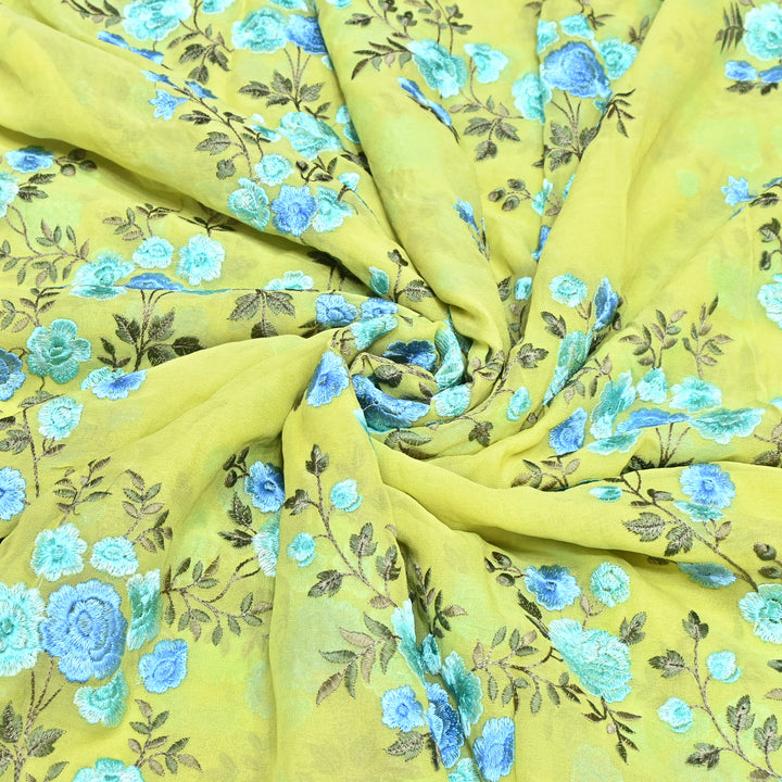 DYED VISCOSE GEORGETTE THREAD EMBROIDERY FABRIC- SW2834- 02
