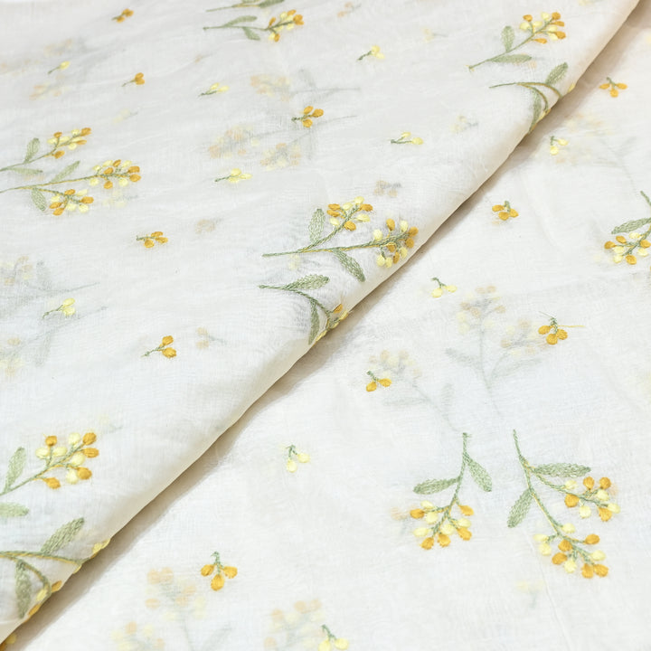 Dyeable Mul Chanderi Thread Embroidery Fabric – Soft Summer Designer Fabric-MF8212-7