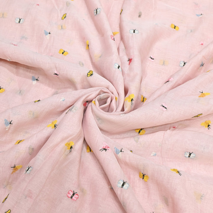 Mal Chanderi Thread Embroidery Fabric – Lightweight Elegant Designer Fabric- V2370C-04