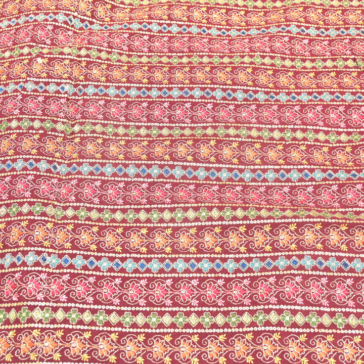 Chinon Zari Sequins Embroidery Fabric