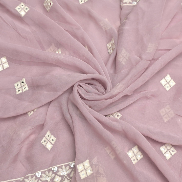 Viscose Georgette Mirror Embroidery Fabrics For Dupatta