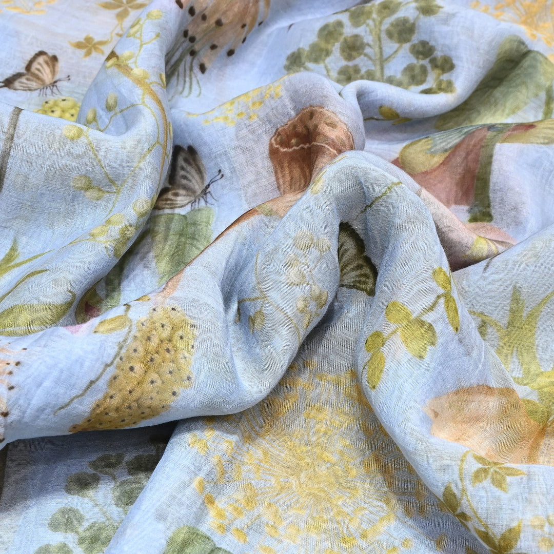 Mul Chanderi Digital Print Fabric - Soft Lightweight Designer Fabric GT0185-1a