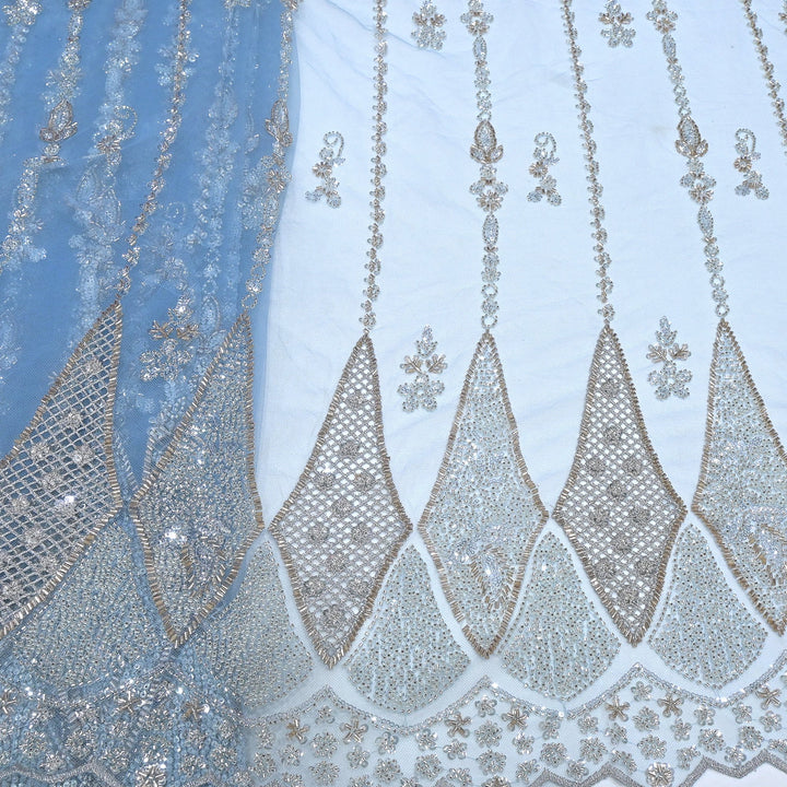 Imported Net Cutdana & Sequins Embroidery Fabric with Heavy Border