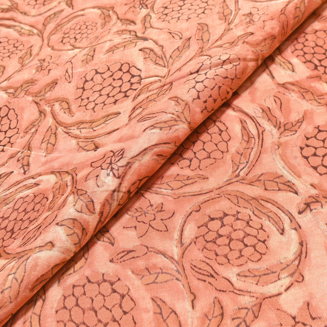Mushrum Satin Vanaspati Print Fabric– Soft Luxury Designer Printed Fabric KK1217-1H