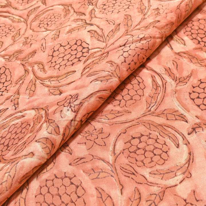 Mushrum Satin Vanaspati Print Fabric– Soft Luxury Designer Printed Fabric KK1217-1H