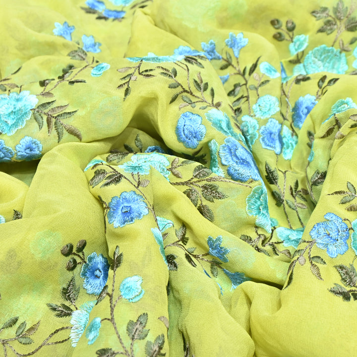 DYED VISCOSE GEORGETTE THREAD EMBROIDERY FABRIC- SW2834- 02