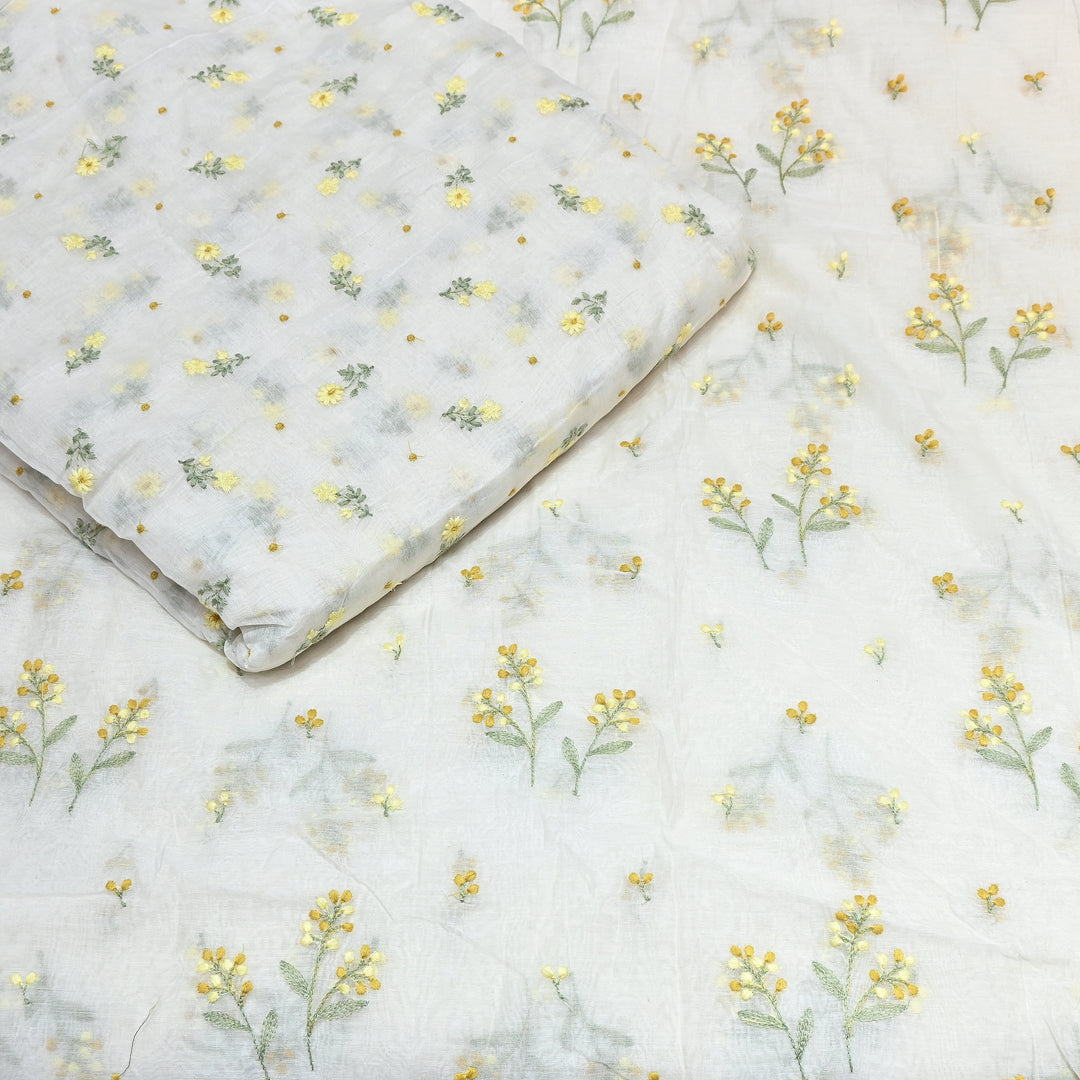 Dyeable Mul Chanderi Thread Embroidery Fabric – Soft Summer Designer Fabric-MF8212-7
