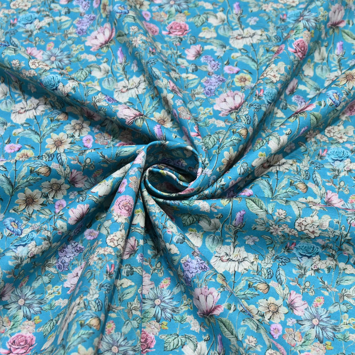 Sky Blue Italian Lawn Print Fabric