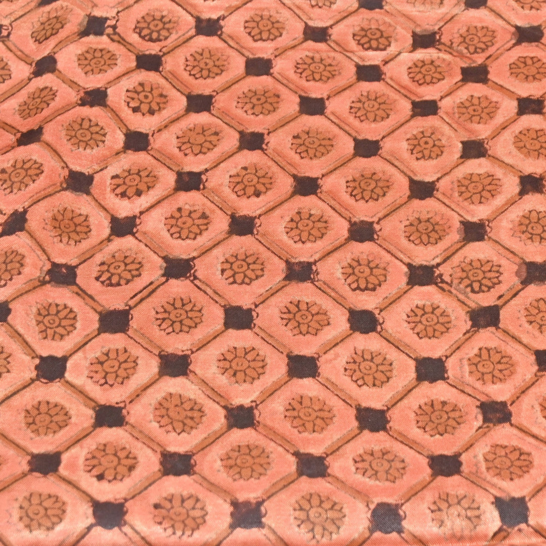 Mushrum Satin Vanaspati Print Fabric– Soft Luxury Designer Printed Fabric KK1217-1J
