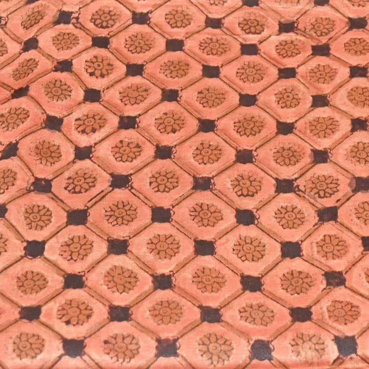 Mushrum Satin Vanaspati Print Fabric– Soft Luxury Designer Printed Fabric KK1217-1J