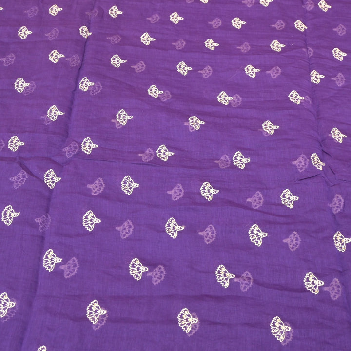 Cotton Chanderi Thread With Sequins Embroidery Fabric