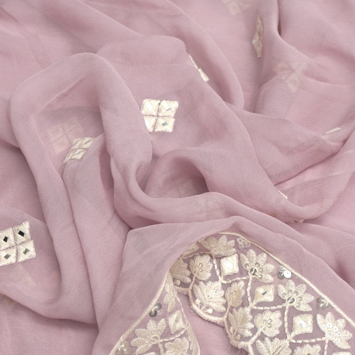 Viscose Georgette Mirror Embroidery Fabrics For Dupatta